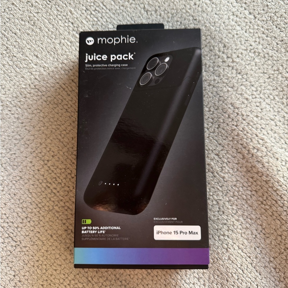 Mophie Juice Pack Black Charging Case for iPhone 15 Pro Max
